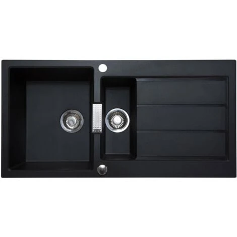 Franke Sirius S2D651CB 1.5 Bowl Tectonite Reversible Carbon Black Kitchen Sink -Franke Shop 81167184 1